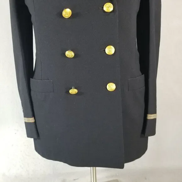 U.S Navy Jacket Mens Small Blue Uniform Double Breasted Wool Vintage Dress  Blues